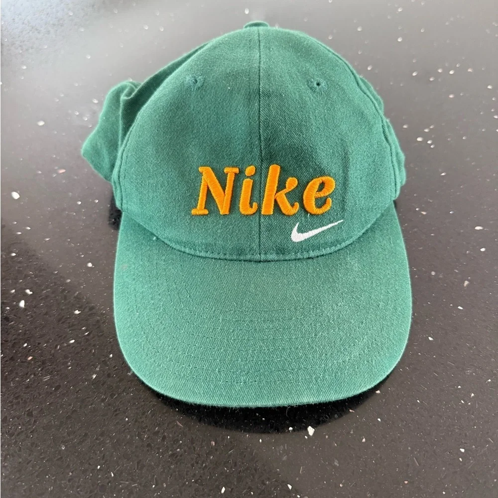 Nike Kids Hat in Forest Green with Bright Orange Logo